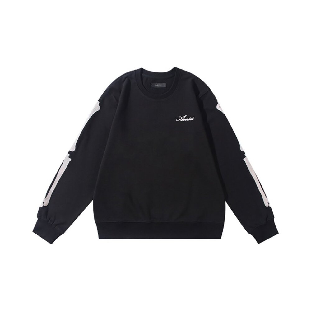 Amiri Bones Logo Crew Sweatshirt With Arm Bones Black
